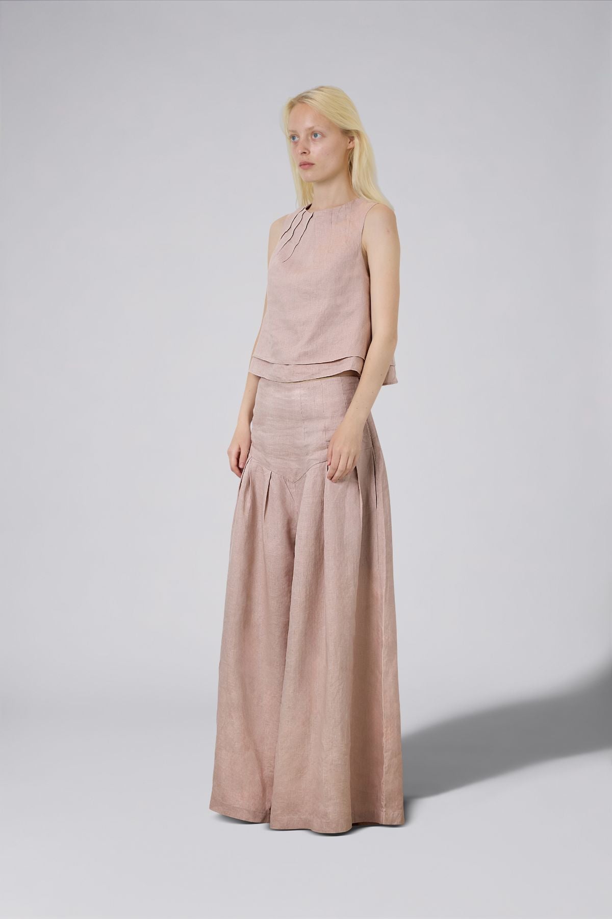 Double Layer Pure Linen Top