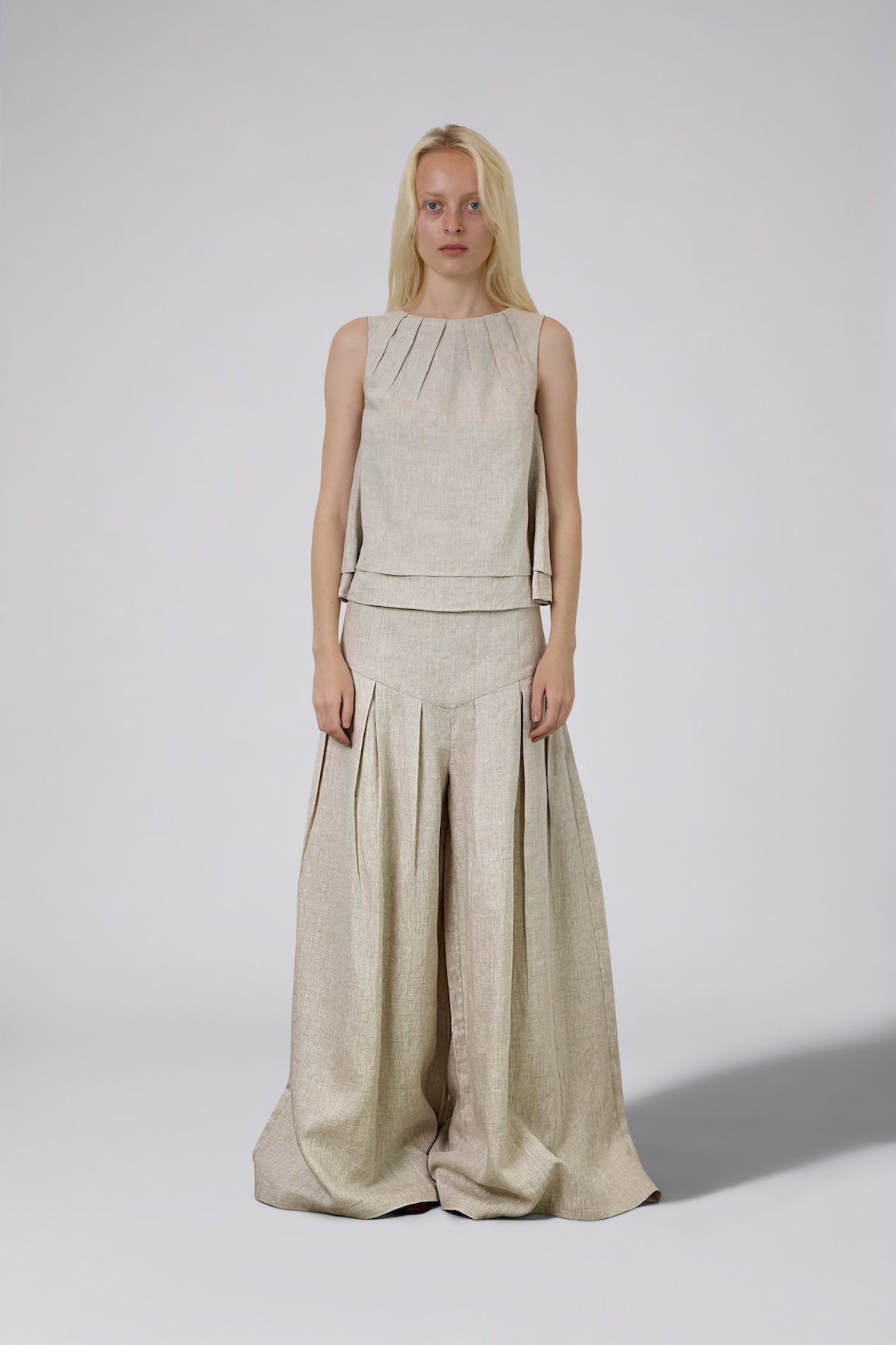 Double Layer Pure Linen Top