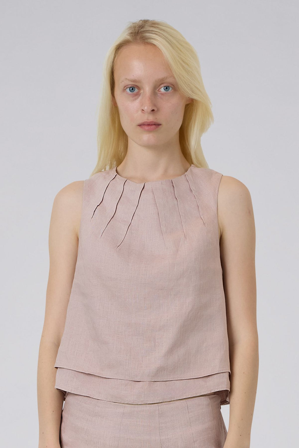 Double Layer Pure Linen Top