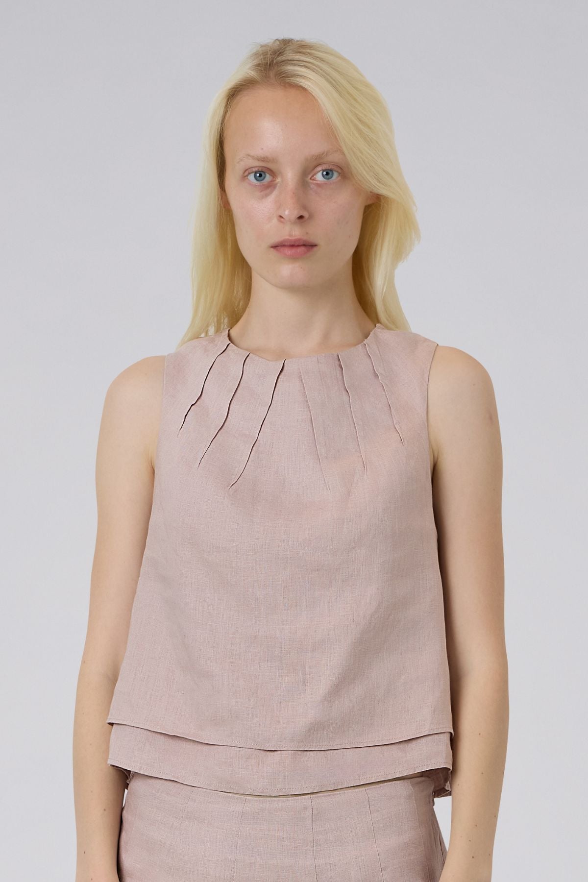 Double Layer Pure Linen Top