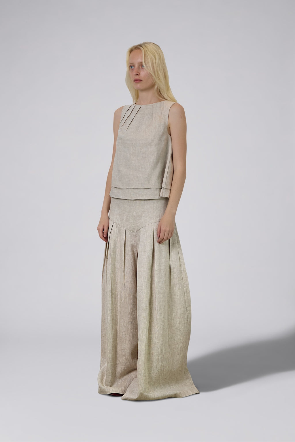 Double Layer Pure Linen Top