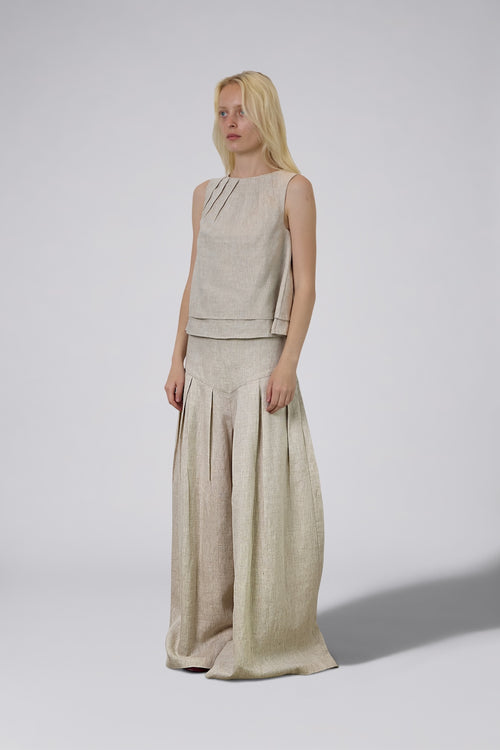Double Layer Pure Linen Top