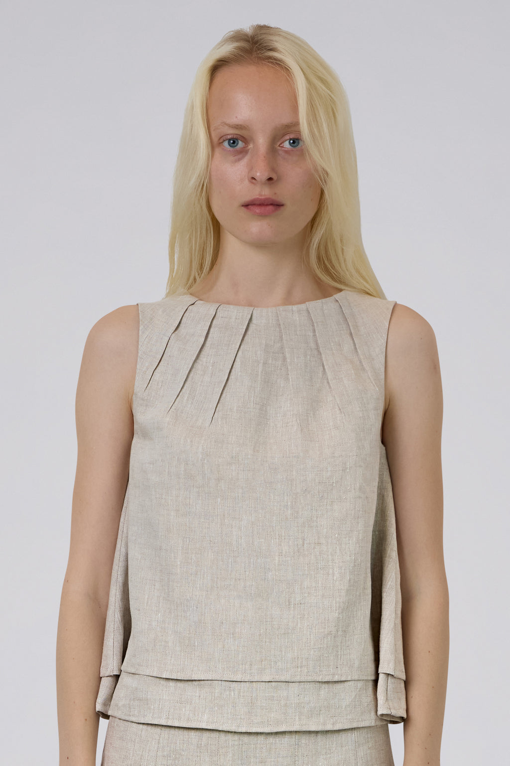 Double Layer Pure Linen Top