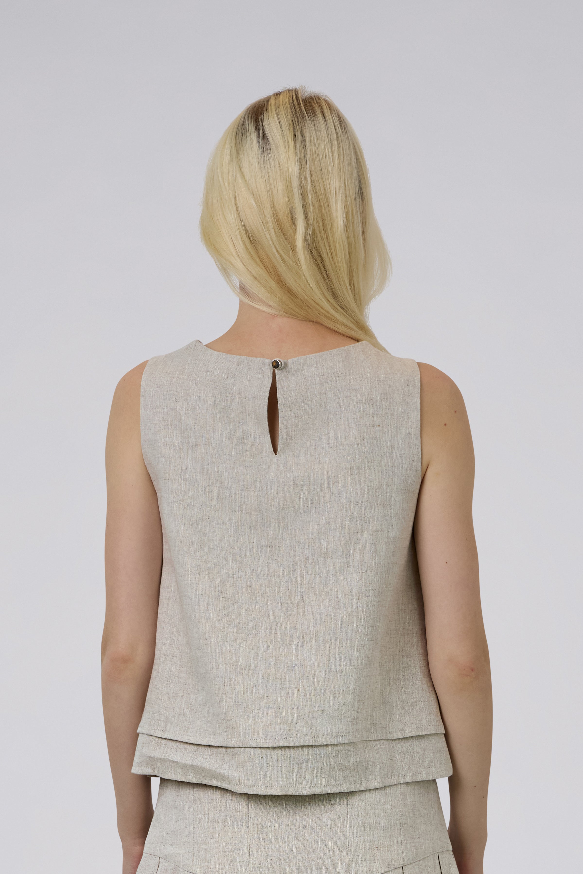 Double Layer Pure Linen Top