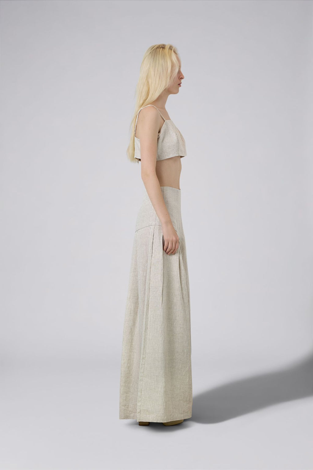 Linen Spaghetti Strap Crop Top