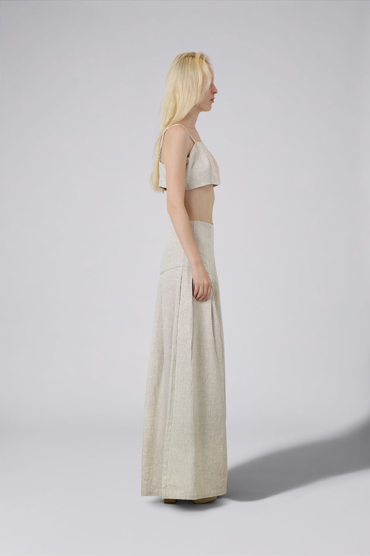 Linen Spaghetti Strap Crop Top