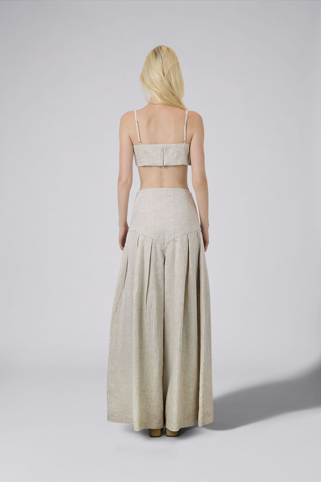 Linen Spaghetti Strap Crop Top