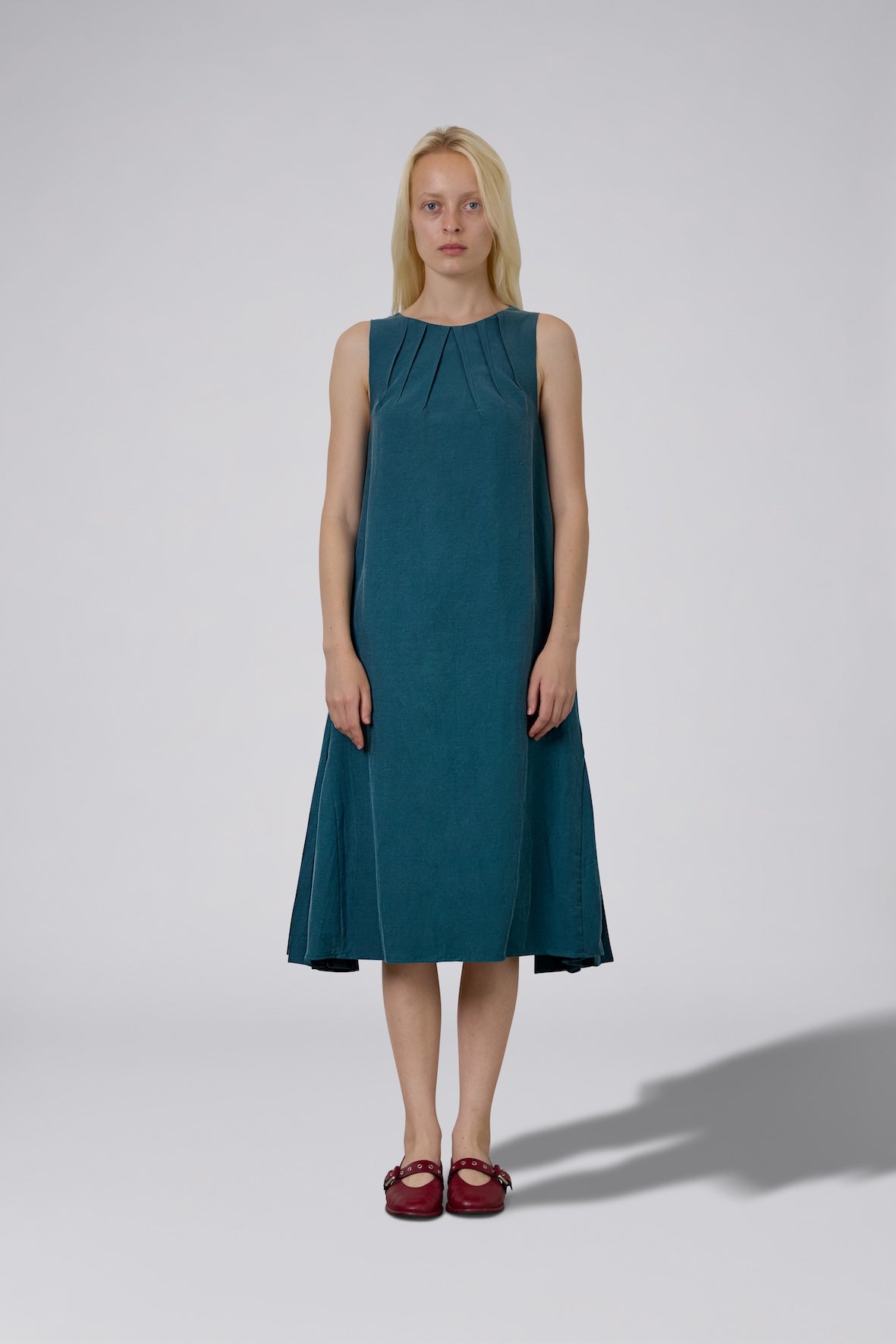 Side Pleat Cupro Dress