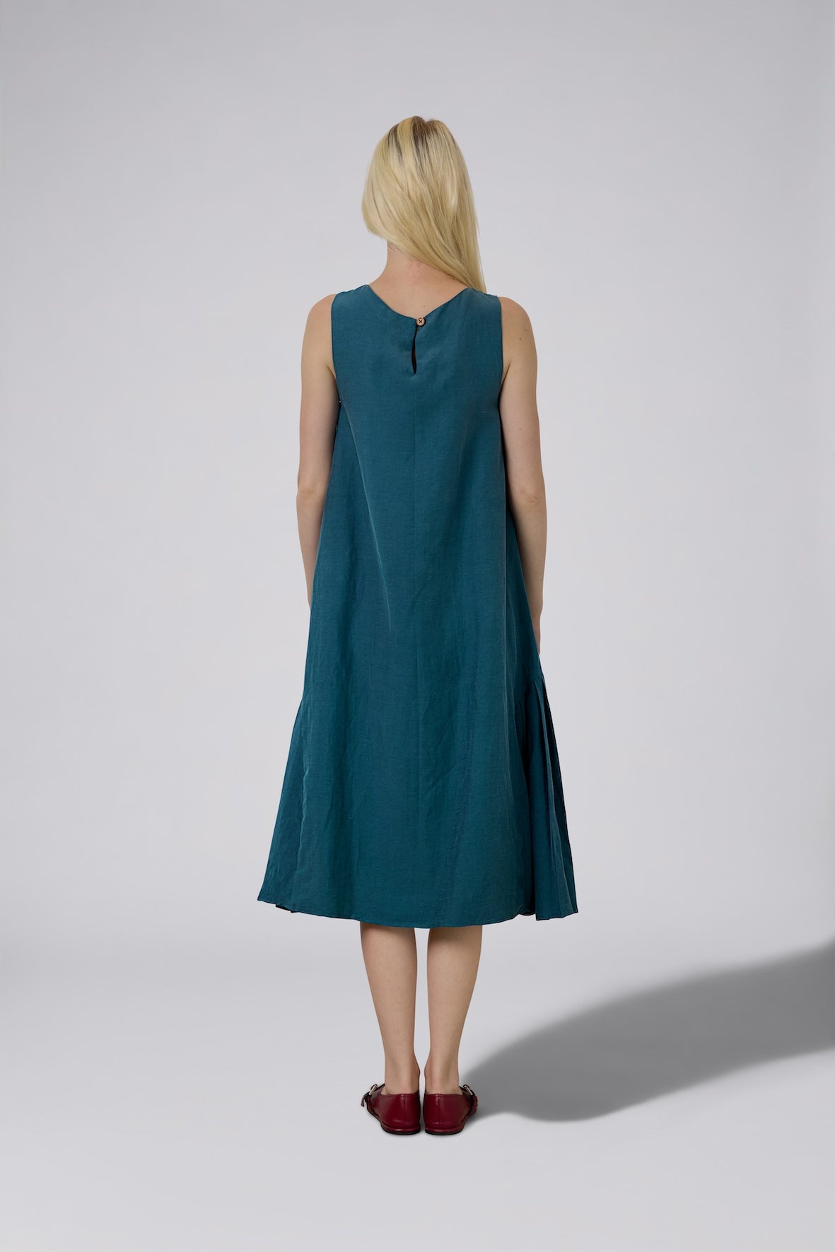 Side Pleat Cupro Dress
