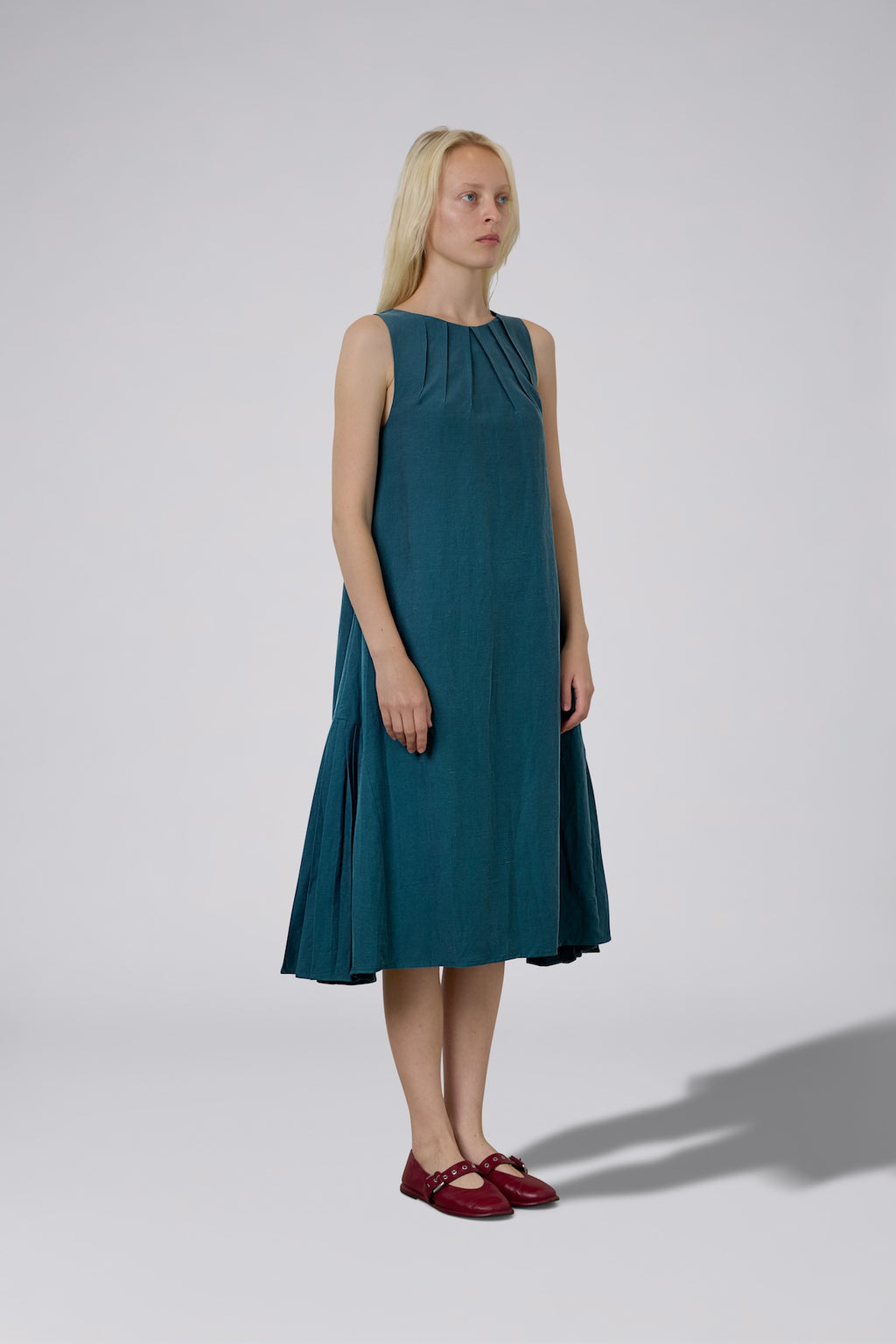 Side Pleat Cupro Dress