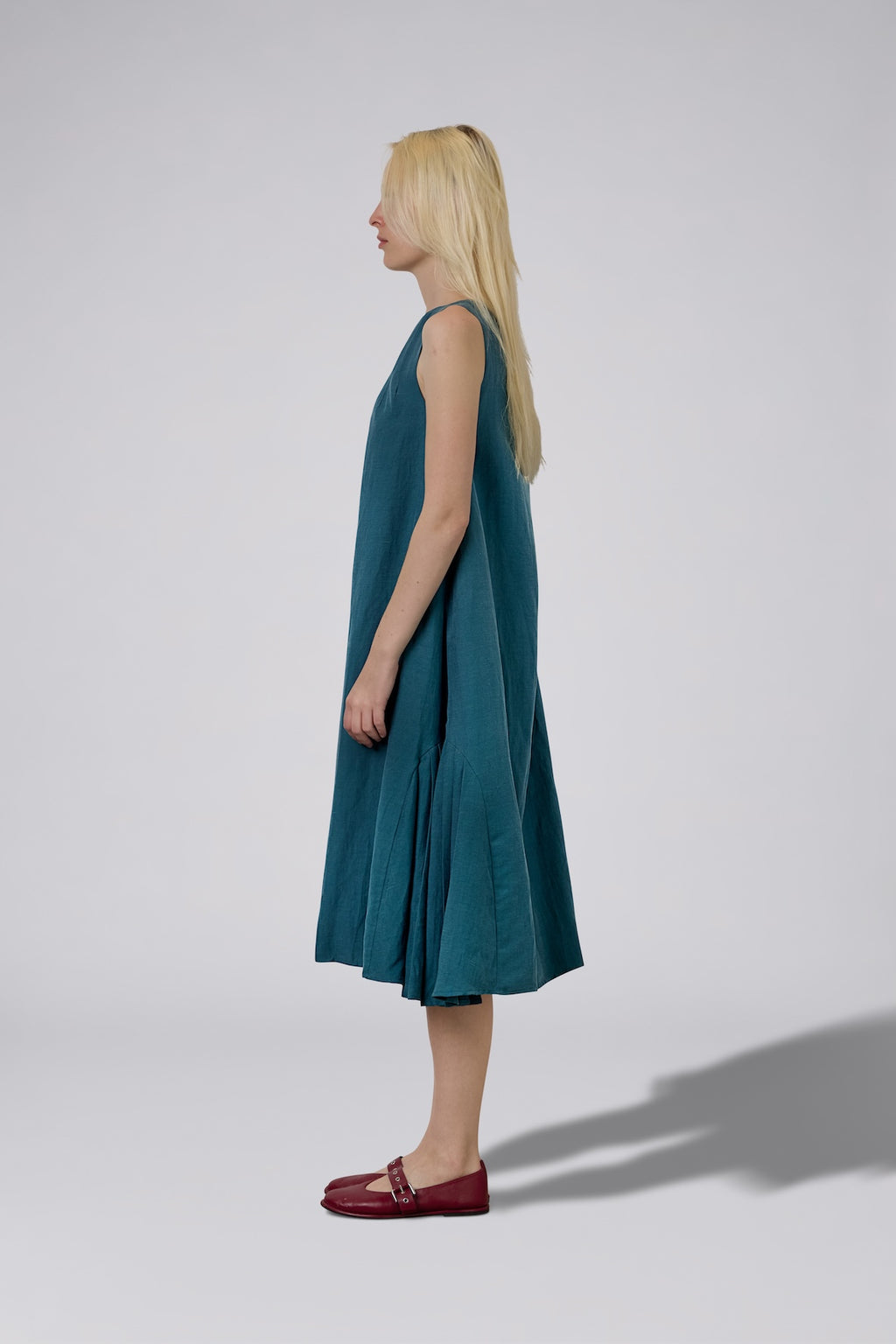 Side Pleat Cupro Dress